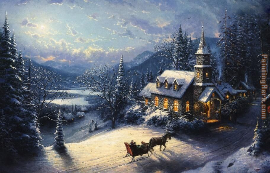 Thomas Kinkade Sunday Evening Sleigh Ride